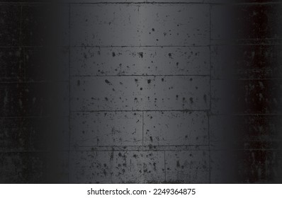 Fondo de gradiente de metal negro de lujo con textura de hormigón craqueado con angustia. Ilustración del vector