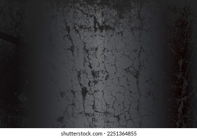 Fondo de gradiente de metal negro de lujo con textura de hormigón craqueado con angustia. Ilustración del vector
