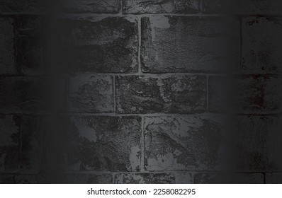 Luxury black metal gradient background with distressed brick wall texture. Vector illustration