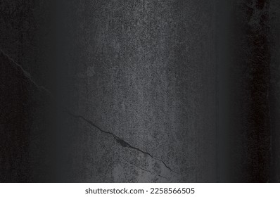 Luxury black metal gradient background with distressed cracked concrete texture. Vector illustration