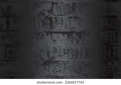Luxury black metal gradient background with distressed brick wall texture. Vector illustration