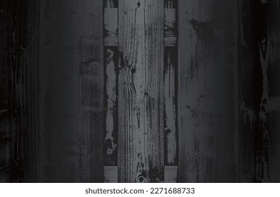 Luxury black metal gradient background with distressed wooden parquet texture. Vector illustration