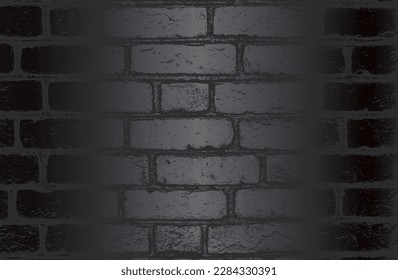 Luxury black metal gradient background with distressed brick wall texture. Vector illustration