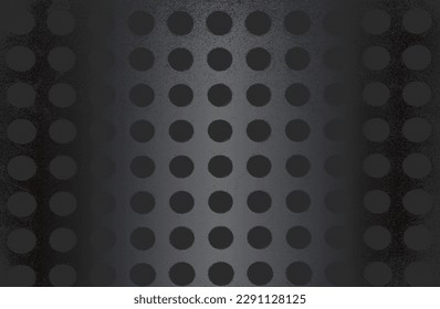 Luxury black metal gradient background with distressed glossy plastic spheres, balls. Vector illustration
