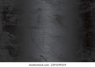 Luxury black metal gradient background with distressed cracked concrete texture. Vector illustration
