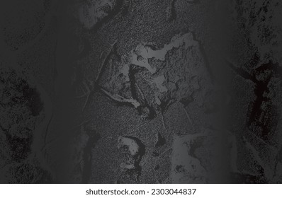 Luxury black metal gradient background with distressed cracked concrete texture. Vector illustration