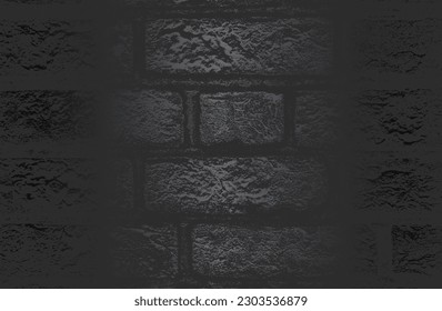 Luxury black metal gradient background with distressed brick wall texture. Vector illustration