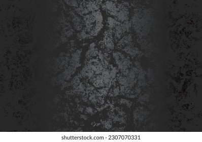 Luxury black metal gradient background with distressed cracked concrete texture. Vector illustration