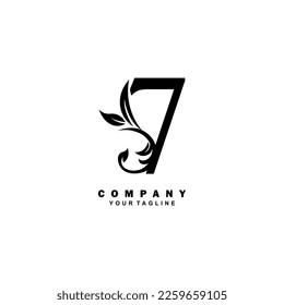 luxury black number 7 logo design with beautiful ornament. suitable for business logo, company, beauty, fashion, brand, boutique, hotel, etc. monogram logo