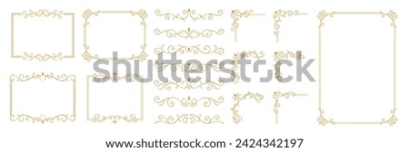 Luxury black ornate invitation vector set. Collection of ornamental curls, dividers, border, frame, corner, components. Set of elegant design for wedding, menus, certificates, logo design, branding.