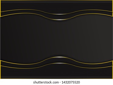 Luxury black overlap layers background. Golden line on dark colors. Futuristic and elegant. Eps 10.