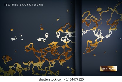Luxury black overlap layers background. Realistic golden texture on black backdrop.