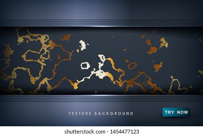 Luxury black overlap layers background. Realistic golden texture on black backdrop.