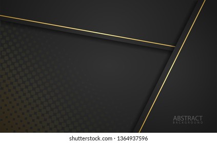 luxury black paper cut background with gold accent. modern design concept suitable for business card, landing page, poster and others