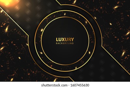 Luxury black paper frame background with golden element decoration. Elegant and premium vector design template for use celebration cover, banner, card, text message