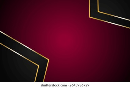 Luxury black and pink overlap layers background with golden line effect. Realistic halftone dots on textured dark background