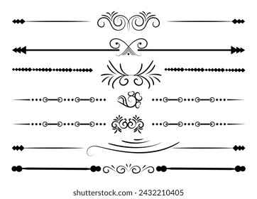 Luxury black and retro dividers set. Calligraphic design elements vector.