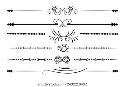 Luxury black and retro dividers set. Calligraphic design elements vector.