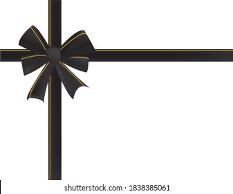 Luxury black ribbon on white background.