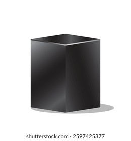 Luxury black shiny 3D cube podium, cube podium vector on plain white background, Minimal mockup or abstract product display presentation, Display stage.