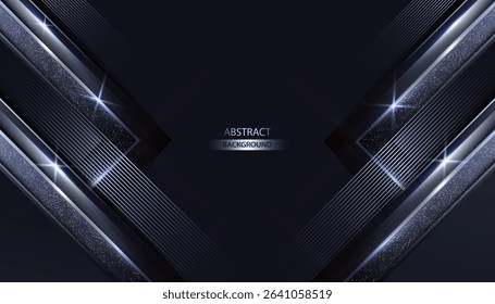 Luxury black silver abstract background with light lines. Elegant black silver Abstract Background Vector Illustration.