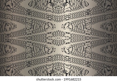 Luxury black, steel metal gradient background with distressed fabric, textile texture. Ornamental geometric pattern. Vector illustration