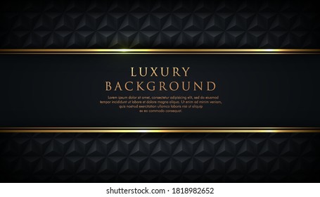 Luxury Black Stripe With Gold Border On The Dark Geometric Background. VIP Invitation Banner. Premium And Elegant. Vector Illustration.