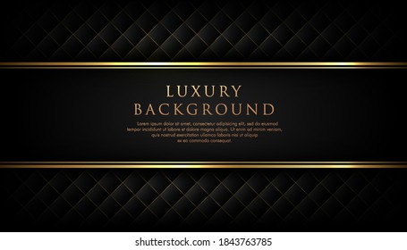 Luxury black stripe with gold border on the dark background. VIP invitation banner. Premium and elegant. Vector illustration.