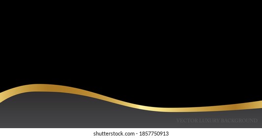 Luxury black vector illustration background with golden ribbon style modern template design