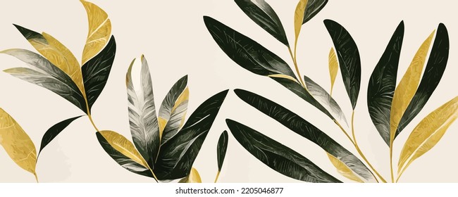 luxury black and white background with tropical gold