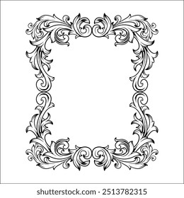 luxury black and white frame with a engraved floral design vintage
