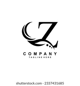 luxury black Z logo design with pretty swoosh feathers. monogram logo. suitable for company logos, businesses, boutiques, salons, beauty, brands, etc.