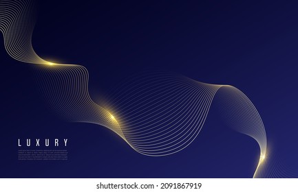 Luxury black-blue background combine with glowing gold lines. Elegant modern background. eps vector