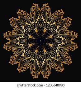 Luxury blaxk, gold Modern Decorative Cicle Shapes. Floral Mandala. Vector Illustration.