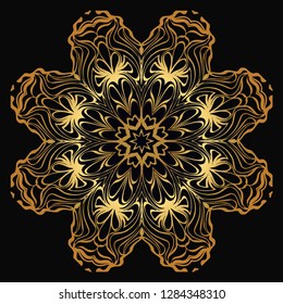 Luxury blaxk, gold Modern Decorative Cicle Shapes. Floral Mandala. Vector Illustration.