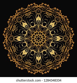 Luxury blaxk, gold Modern Decorative Cicle Shapes. Floral Mandala. Vector Illustration.