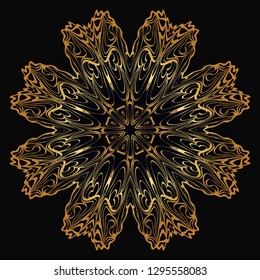 Luxury blaxk, gold Modern Decorative Cicle Shapes. Floral Mandala. Vector Illustration.