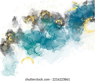 Luxury blue abstract background of marble liquid ink art painting.Digital  alcohol ink paint texture