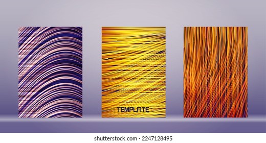 Luxury blue background, Abstract decoration, multicolors pattern, colorful gradients, Vector illustration. Orange, gold lines, waves. Cover template, geometric shapes, modern minimal banner copy space