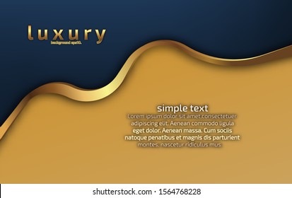 luxury blue background with abstract line golden overlap yellow