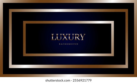 Luxury blue background with gold lines and circles. Vector illustration