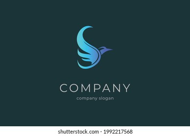luxury blue bird vector logo template