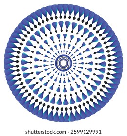 Luxury blue circle frame with vintage gold circular pattern transparent background round ornament