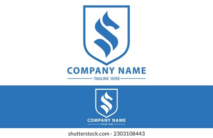 Luxury Blue Color with Blue Background Abstract Horse with Shield Logo Design