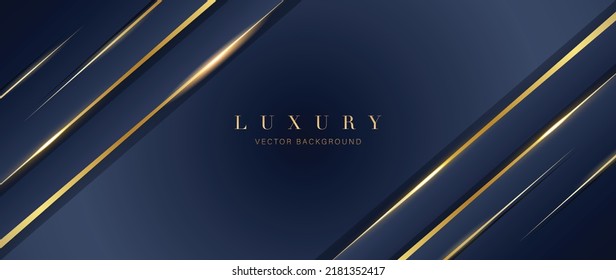 Luxury blue color background vector. Elegant wallpaper in 3d style with gold texture, golden light effect. Dark modern backdrop illustration perfect for branding, packaging, business, advertising.