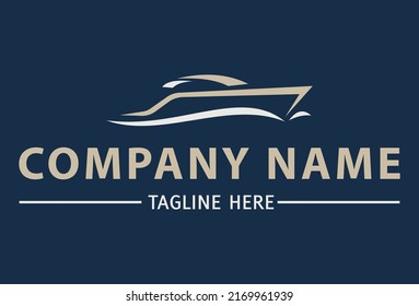 Luxury Blue Color Yacht Logo Design