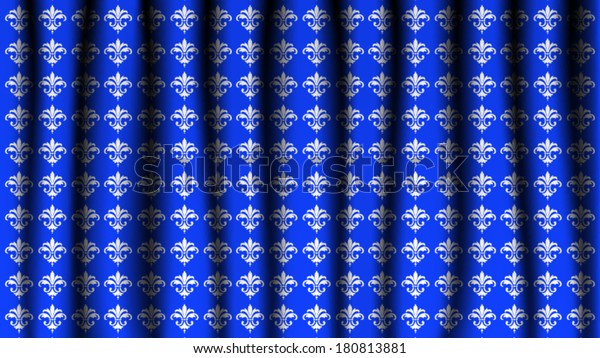 Luxury Blue Drapes Curtain White Fleur Royalty Free Stock Image
