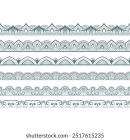 luxury blue ethnic border patterns seamless pattern in vintage style european dividing line page border or fabric pattern set collection