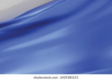 El lujo de fondo de textura de tela azul. Primer plano de tela de seda ondulada. Tejidos de seda apilados. Fondo azul. Ilustración vectorial 3D.