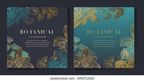Luxury Blue Floral Illustration Background Stock Vector (Royalty Free